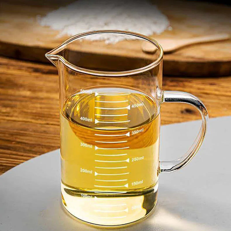 YWDL Food Grade Glass Measuring Cups Kettle Kitchen Milk Tea with Lid and Handle Laboratory Beaker Measuring Mug 250-1000ML