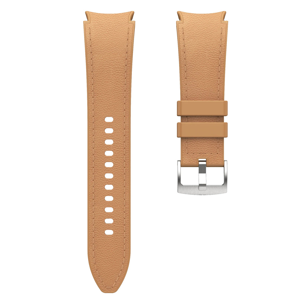 Silicone+Leather Strap for Samsung Galaxy Watch 7 6 5 4 FE 40mm 44mm No Gap Bracelet Band Watch 6 4 Classic 43/47mm 42/46mm Belt