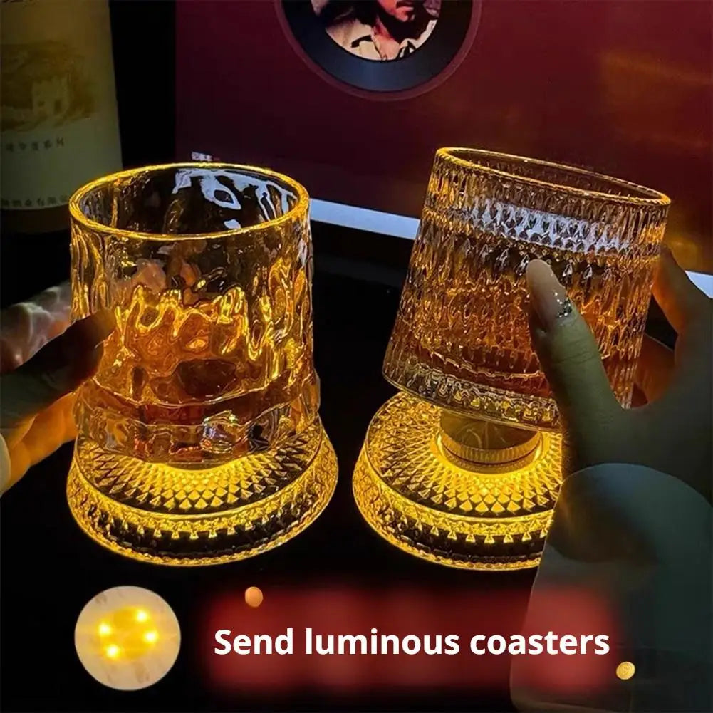 1set 260ML Rotating Whiskey Glass Creative Crystal Premium Beer Cup Str Relief Liquor Cup With Base Straight Drink Mold Wine Gla