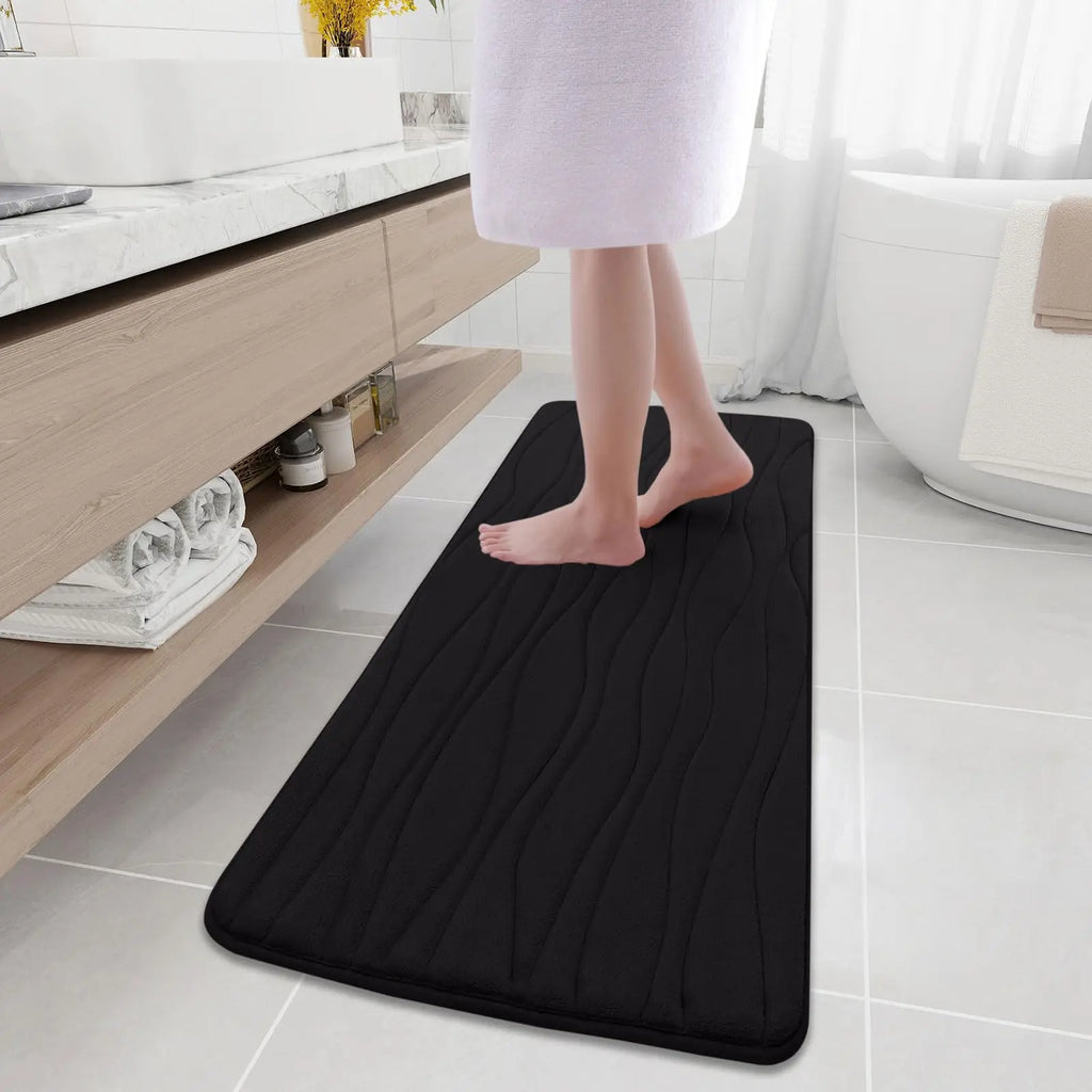Olanly Memory Foam Mats For Bathroom Highly Absorbent Non-slip Bath Rugs Super Soft Comfort Carpet  Machine Washable Shower Mats