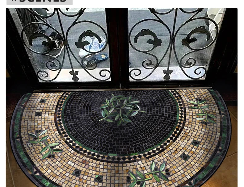 Entrance Carpet Anti-slip Dirt-resistant Wear-resistant Door Rug Semicircular Imitation Marble Texture Welcome Floor Mat 현관 카펫