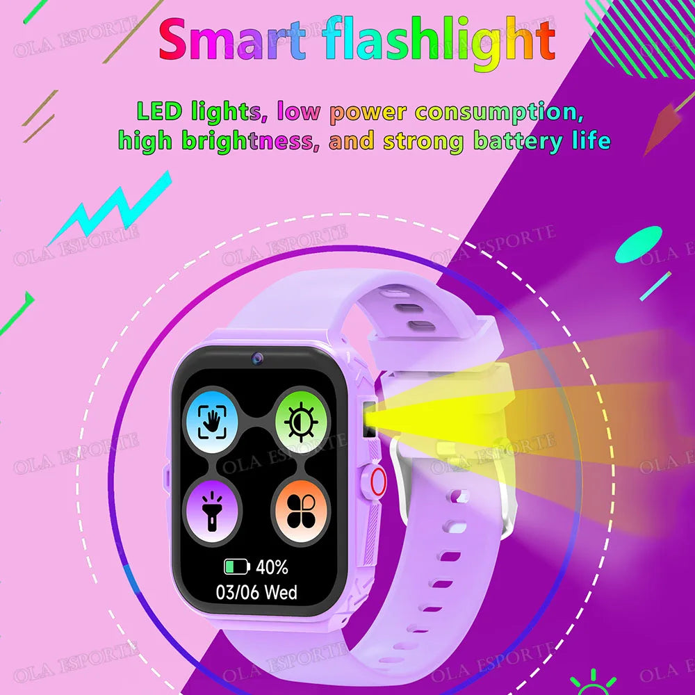 New Smart Watch For Children HD Touch Screen Camera 18 Games Sleep Monitoring Alarm Clock Calculator Birthday Gift Boy Girl HW12