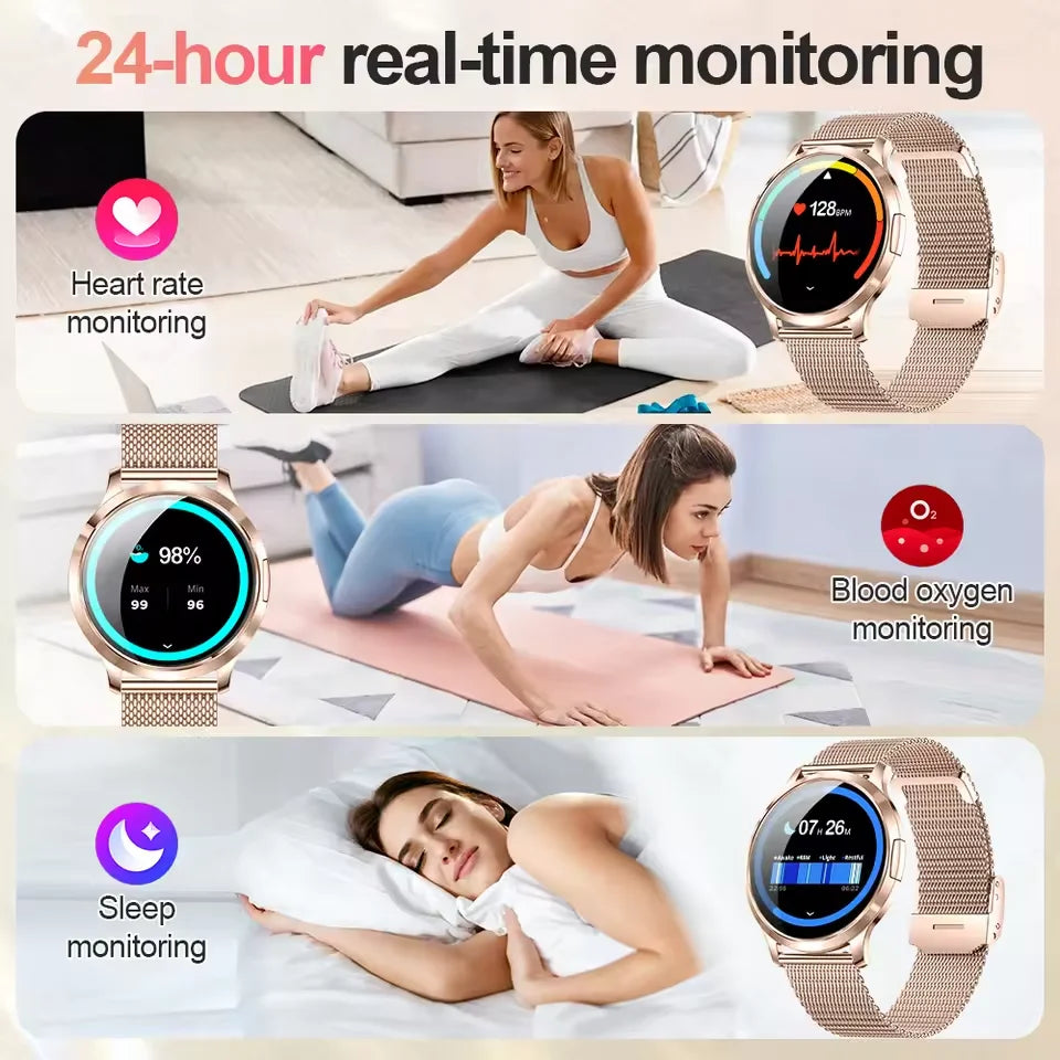 New Women Smart Watch 1.32"AMOLED Full Touch Screen Bluetooth Call Blood Pressure IP68 Waterproof NFC 7.3mm Ultra-thin bracelet