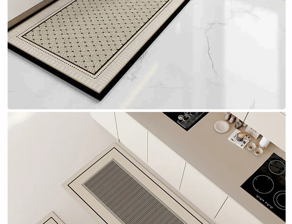 Kitchen Carpet Waterproof Oil-proof Floor Mat Pvc Leather Non-slip Foot Mats Long Strip Home Decoration Rug Alfombra De Cocina