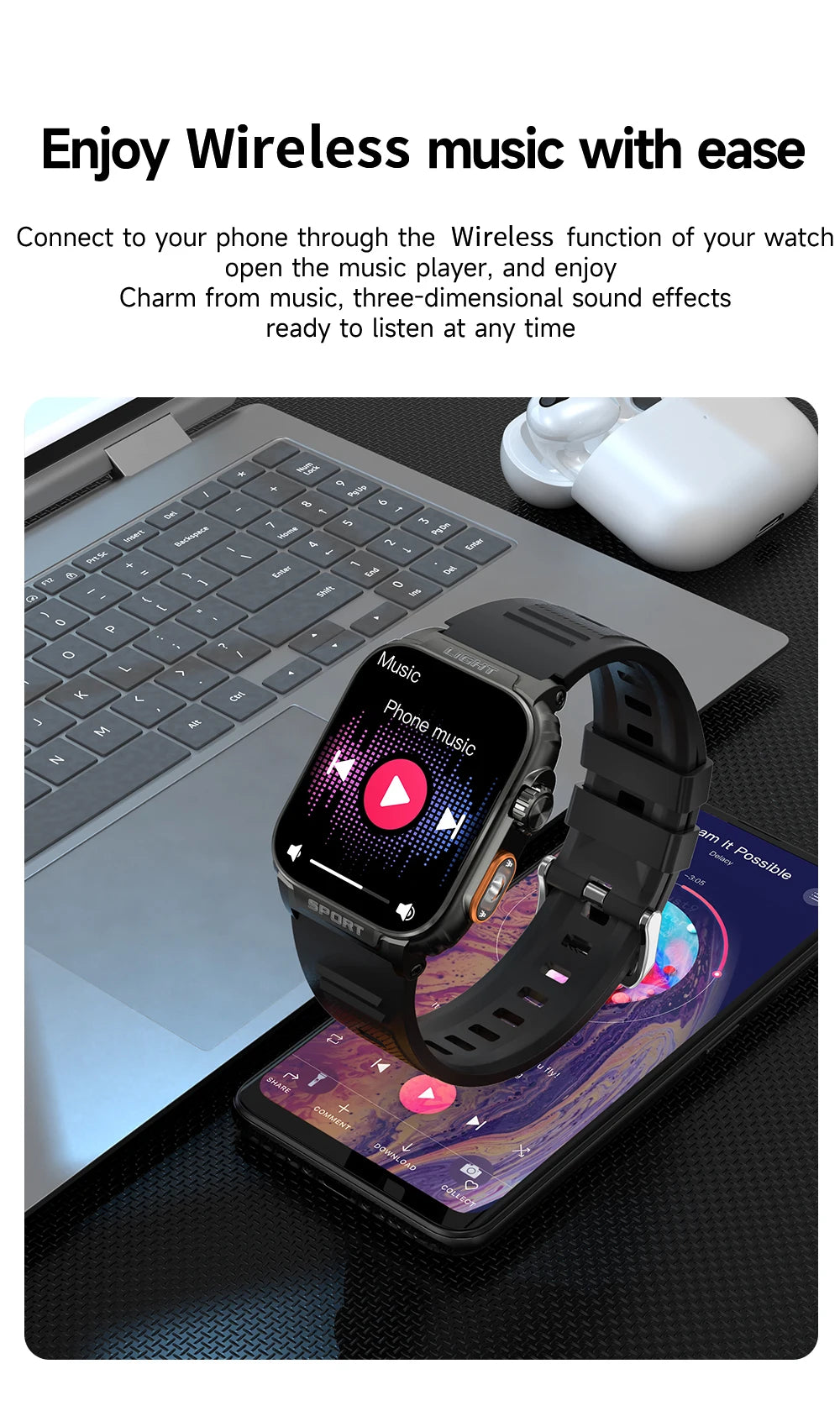 LIGE New 1.91 inch Super Ultra Watch Bluetooth Smart Call Men's Watch Tracker Blood Pressure Heart Rate Monitor Sport Smartwatch