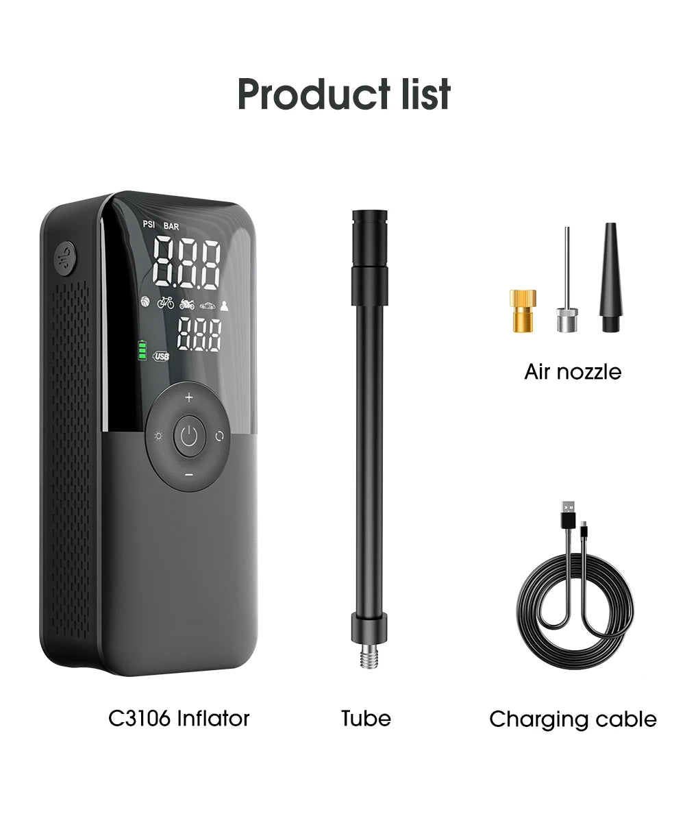 CARSUN Rechargeable Tire Inflator Digital Cordless Car Tyre Inflator For Motocycle Bicycle Balls Portable Compressor Air Pump