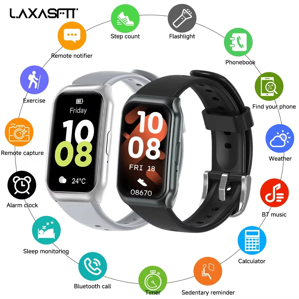 LAXASFIT New Smart Watch Bluetooth Calling Heart Rate&Sleep Monitoring Flashlight  Voice Assistant Men Women Smartwatch