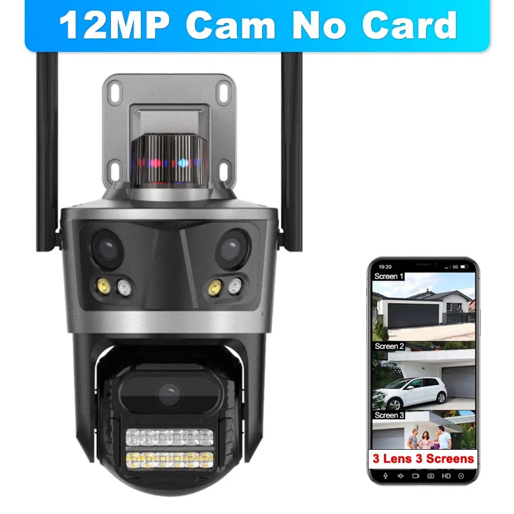 8K 16MP WiFi IP Camera 8X Zoom Four Lens Outdoor PTZ Security Camera Auto Tracking Smart Security Protection CCTV Video Camera