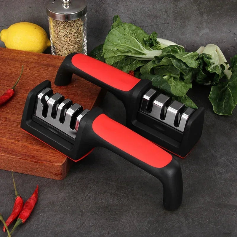 3/4-Segment Kitchen Knife Sharpener Household Multi-Functional Hand-Held 3/4-Purpose Black Sharpening Stone Sharp Knife Tools