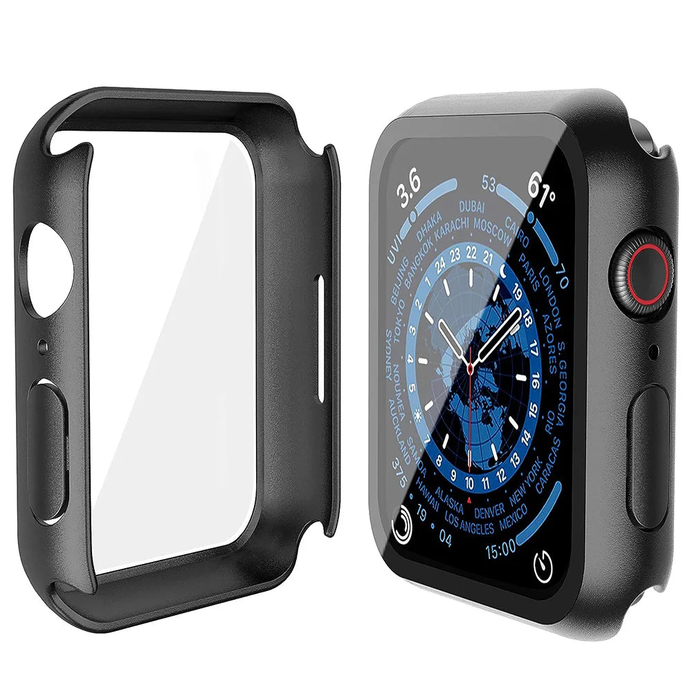 Tempered Glass+Case for Apple Watch Ultra 3 2 49 45 41 40 44 42 46mm PC Bumper Protector cover For iWatch 11 10 SE 9 8 7 6 5