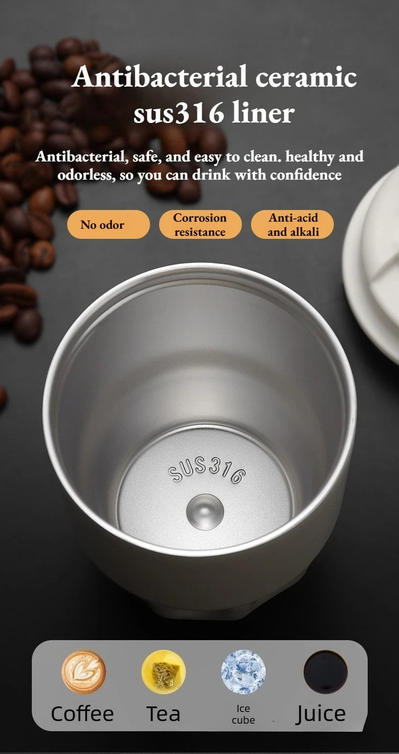 260ML 450ML SUS316 Thermal Coffee Mug Leakproof Portable Travel Tumbler with Lid Stainless Steel Cup for Car Work Hot Cold Drink