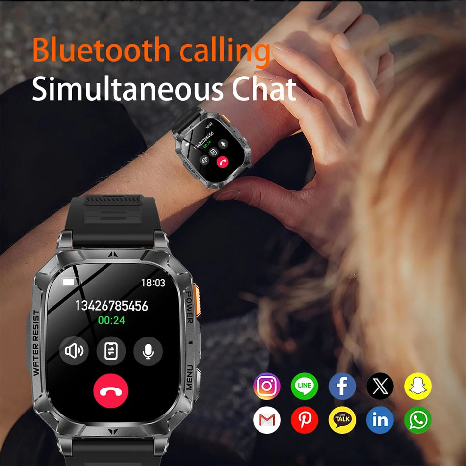 Upgrade 1400 mAh Battery Military Grade Smart Watch Men IP68 Waterproof 100+ Sports Modes Bluetooth Call AMOLED HD Smartwatches