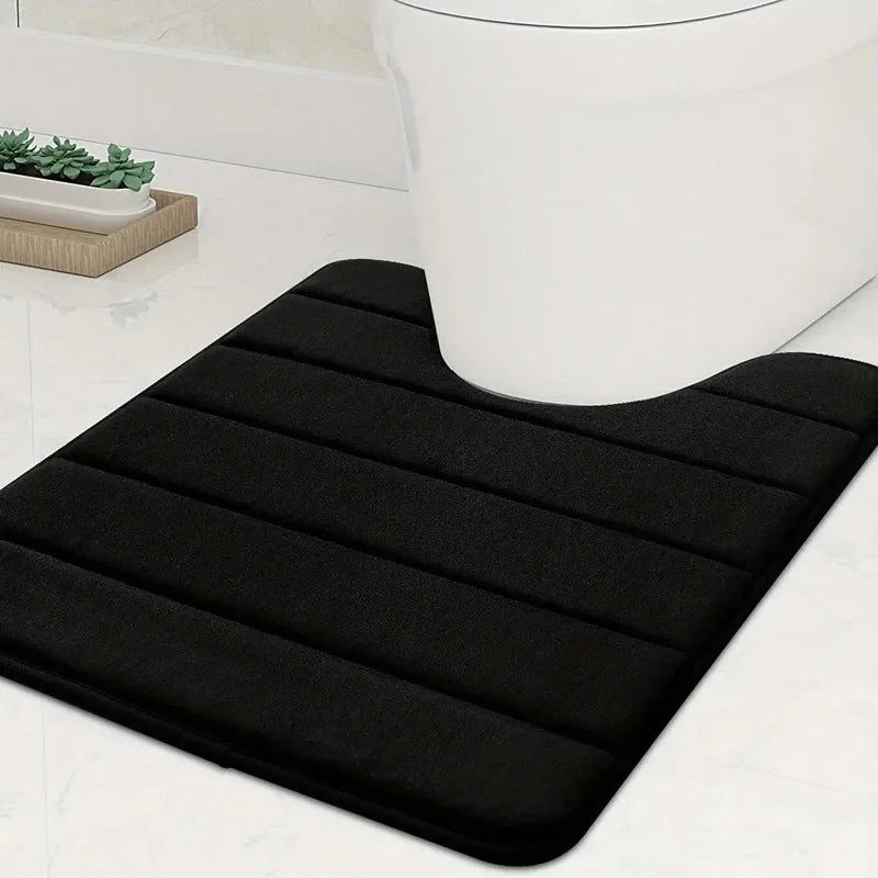 Memory Foam U-Shaped Toilet Seat Cover Anti-Skid Super Absorbent Bathroom Carpet Non-Slip Bath Mat for Bathroom Decor
