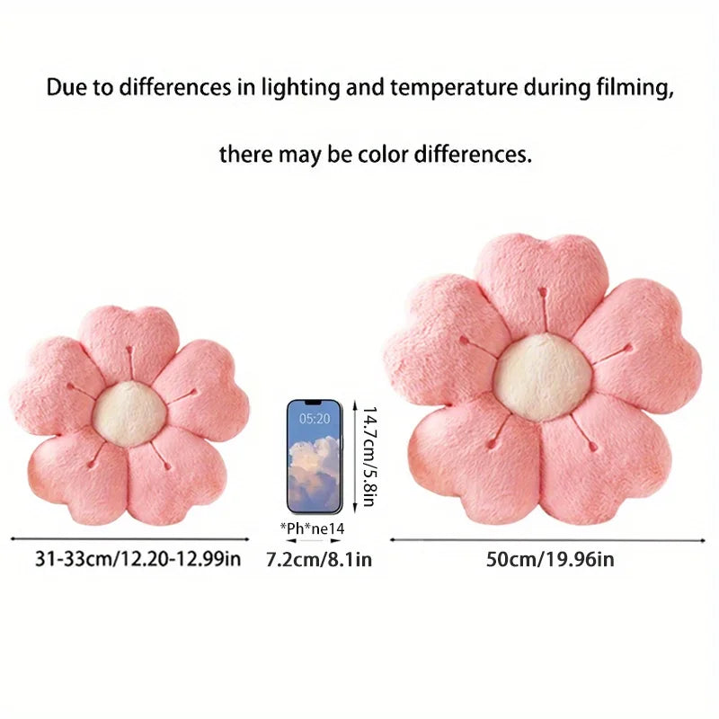 1Pc Soft Plush Daisy Flower Throw Pillow - Cozy Decorative Cushion for Bed & Sofa, White/Pink, Adorable Floral Desig