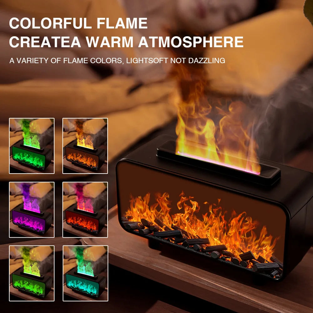 7 Colors Fire Aroma Diffuser Humidifier Mute Work for Home Office Yoga (Black)