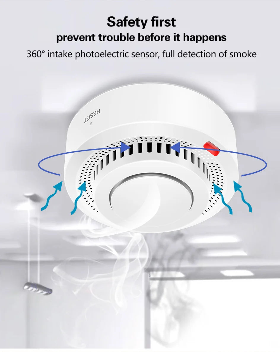 360° Comprehensive Detection, Tuya Smart WiFi Smoke Detector, Remote Monitoring Of Home Safety, Compatible With Alexa And Google