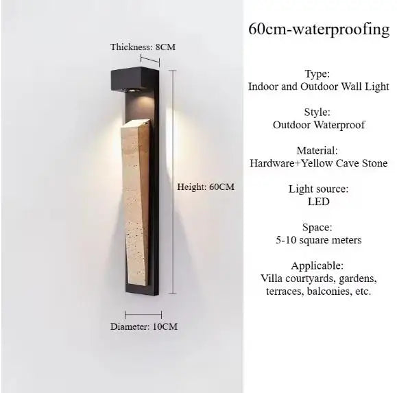 Modern Luxury Yellow Cave Stone Wall Lamp Outdoor Waterproof Wall Lamp Villa Living Room Bedroom Corridor Exterior Wall Lighting