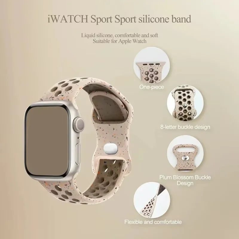 Silicone Strap For Apple Watch Ultra3 49mm 11 10 9 8 7 46mm 45mm 42mm 41mm Breathable Bracelet band iWatch 6 5 SE 44mm 41mm 40mm