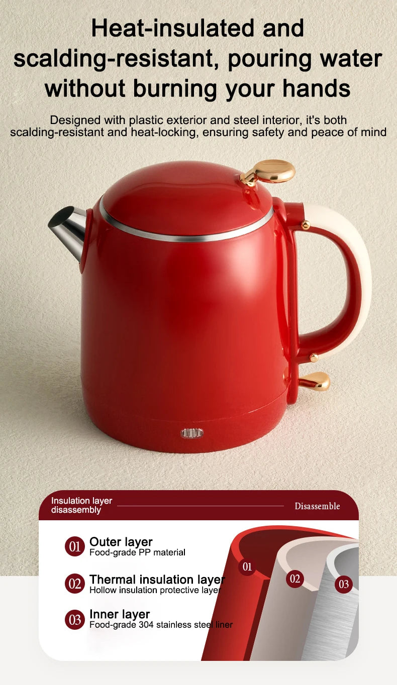 Thermostatic Electric Kettle Household 304 Stainless Steel Insulation Boiling Water Teapot Coffee Thermo Bottle Boiler Pot 1L