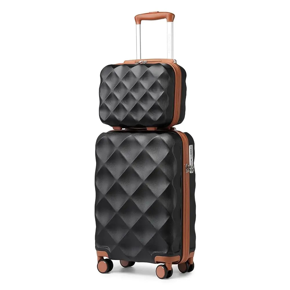 British Traveller 13/20 Inch 2-Piece ABS+PC Hard Shell Luggage Set, Airline Approved Carry-On Suitcases, TSA Lock, Scratch Resistant, Silent Spinner Wheels & Aluminum Telescopic Handle