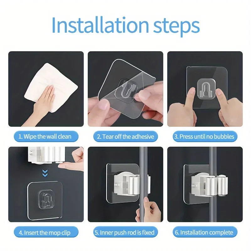 Home Storage Rack wall hanging shelf Bathroom  shower holder storage Traceless Hook Mop Organizer Waterproof Broom Hanger