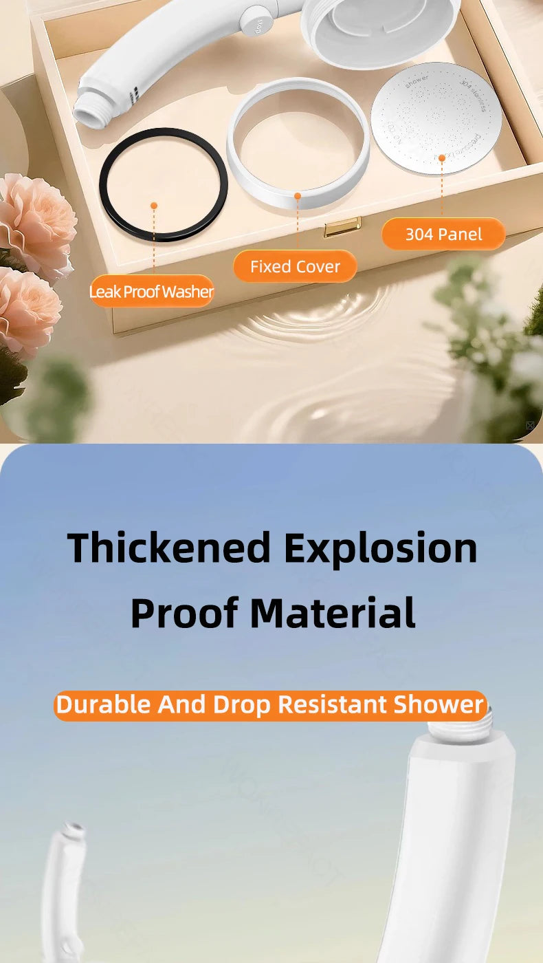 High Pressure Shower Head With One-key Stop Button Adjustable Water Saving Handheld Showerhead Universal Bathroom Spray Nozzle