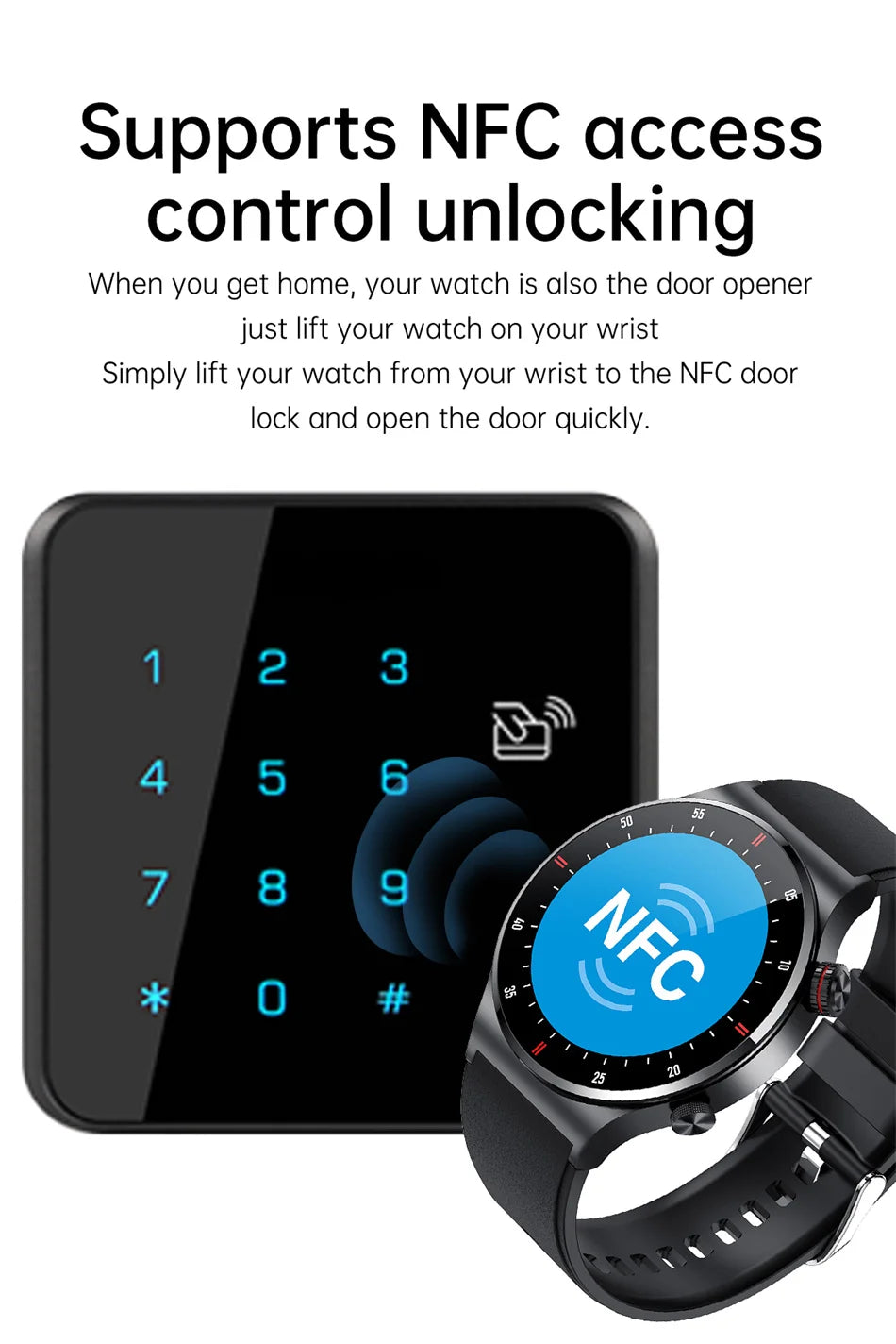 2026 Fashion Smartwatch HD Touch Heart Rate Bluetooth Call Sleep Monitoring NFC Weather Sport Mode Smart Watch For Android IOS