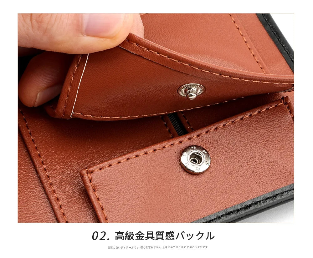 New Genuine Leather Men's Wallet Japanese Style Short Cowhide Multi-card Slot Coin Purse Wallets