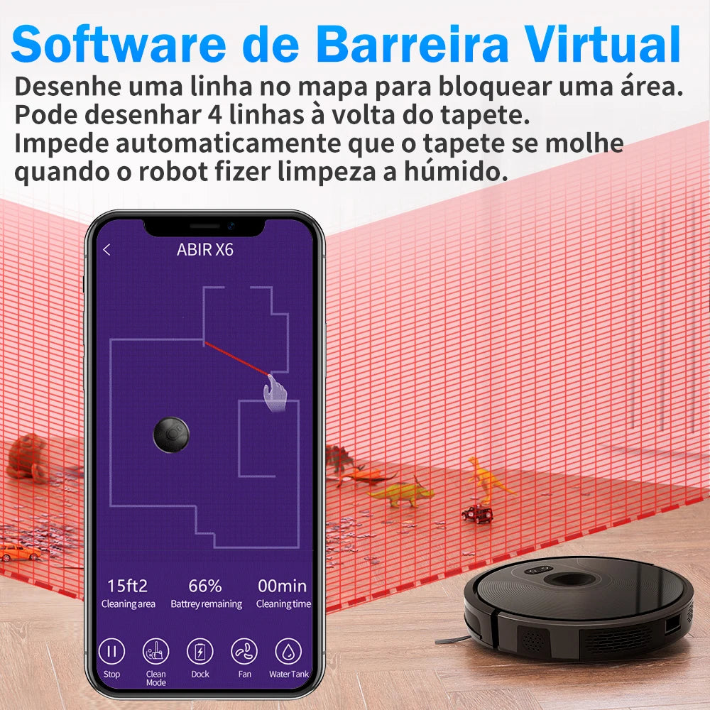 Robot Vacuum Cleaner ABIR X6 ,Visual Navigation,APP Virtual Barrier,6000PA Suction,Smart Home Mop,Floor Carpet Washing Tool
