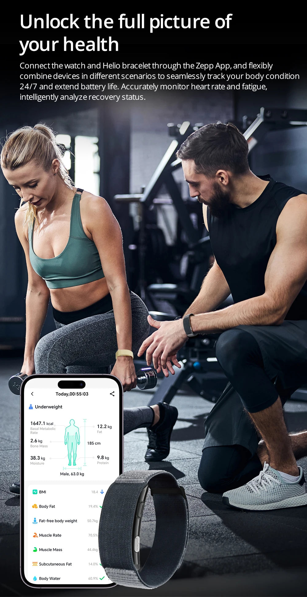 LIGE ECG+PPG Smart Bracelet Men Women Uric Acid Body Fat Body Temperature BP Five Organ Health Smartwatch Sports Fitness Band