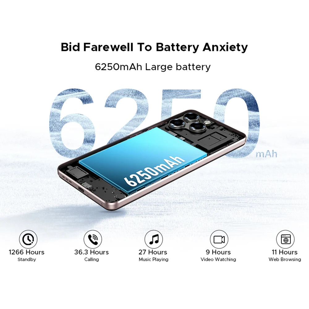 DOOGEE Note58 Pro Smartphone 6.75" HD+ Display 32GB(8+24) 256GB 6250mAh Battery NFC Widevine L1 Android 15 Mobile Phone