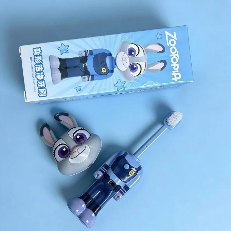 Disney Zootopia Scalable Toothbrush Cute Nick Judy Anime Figures Transformable Soft Bristled Toothbrush Fine Bristled Kids Gifts