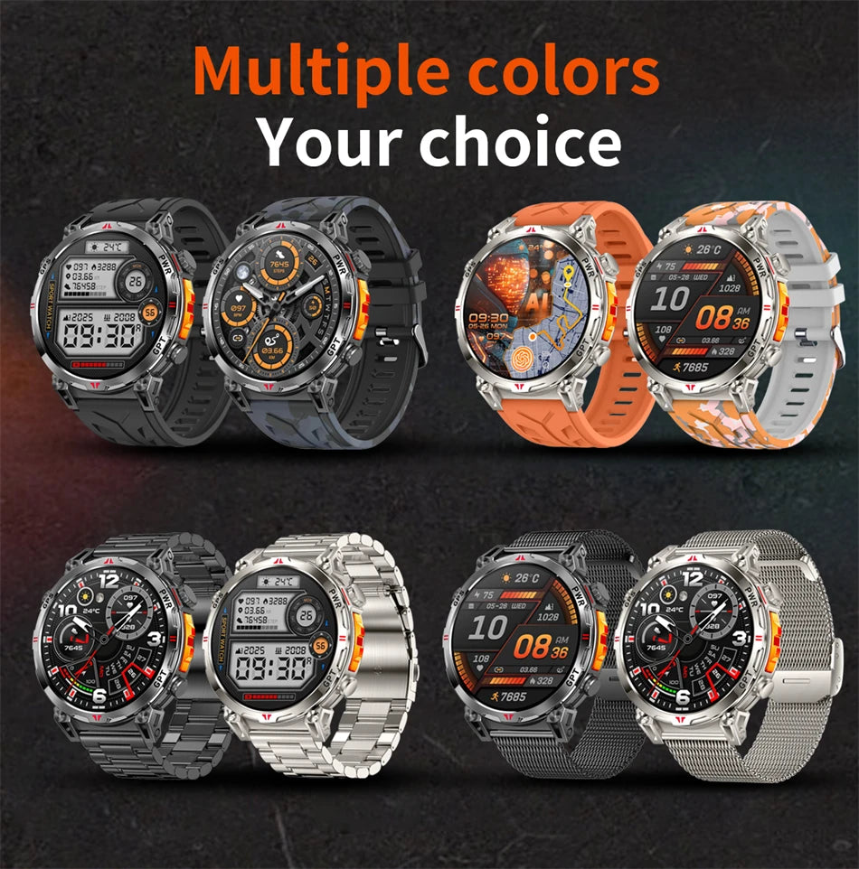2025 New Professional GPS Sports Smart Watch Outdoor RIDE Run GPS track Swim Watchs Compass Altimeter 5ATM Sports Bracelets Men