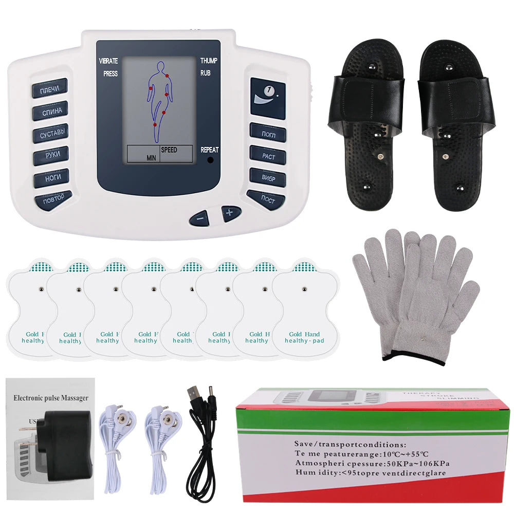 Full Body Tens Muscle Electrostimulator EMS Acupuncture Therapy Massage 16pads Digital Meridian Physiotherapy Apparatus Full Set