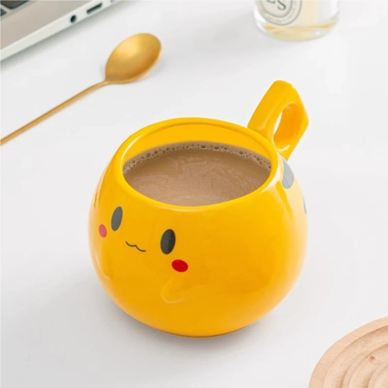 SHUNXIANG 300ml Pokémon Spherical Mug Ceramic Pikachu Cup with Lid Creative and Cute Pattern Cup Gift Desktop Decorative Cup