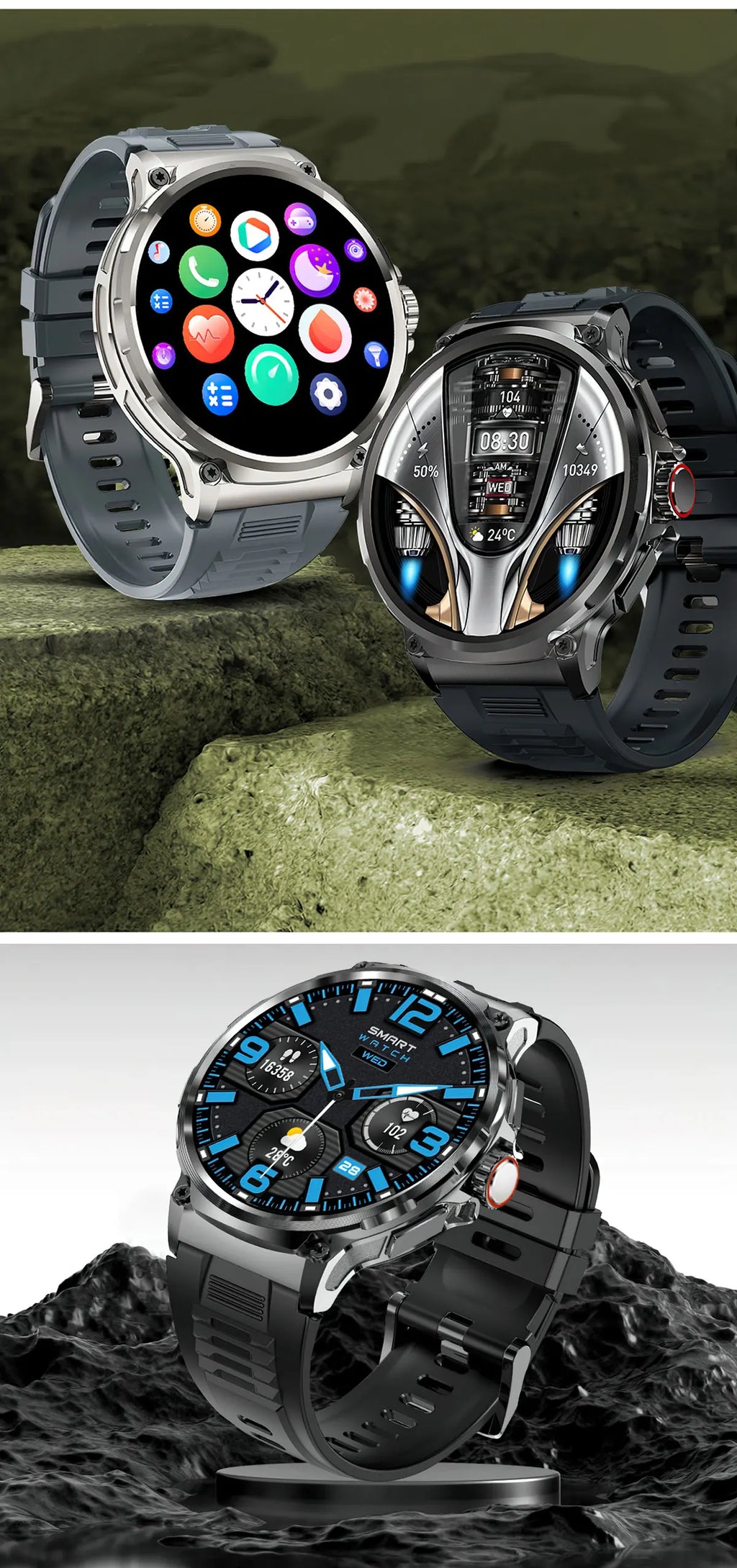 2026 New 1.85-inch ultra AMOLED smartwatch, GPS track, HD Bluetooth call; 710 mah large battery 400+ dial, suitable High end men