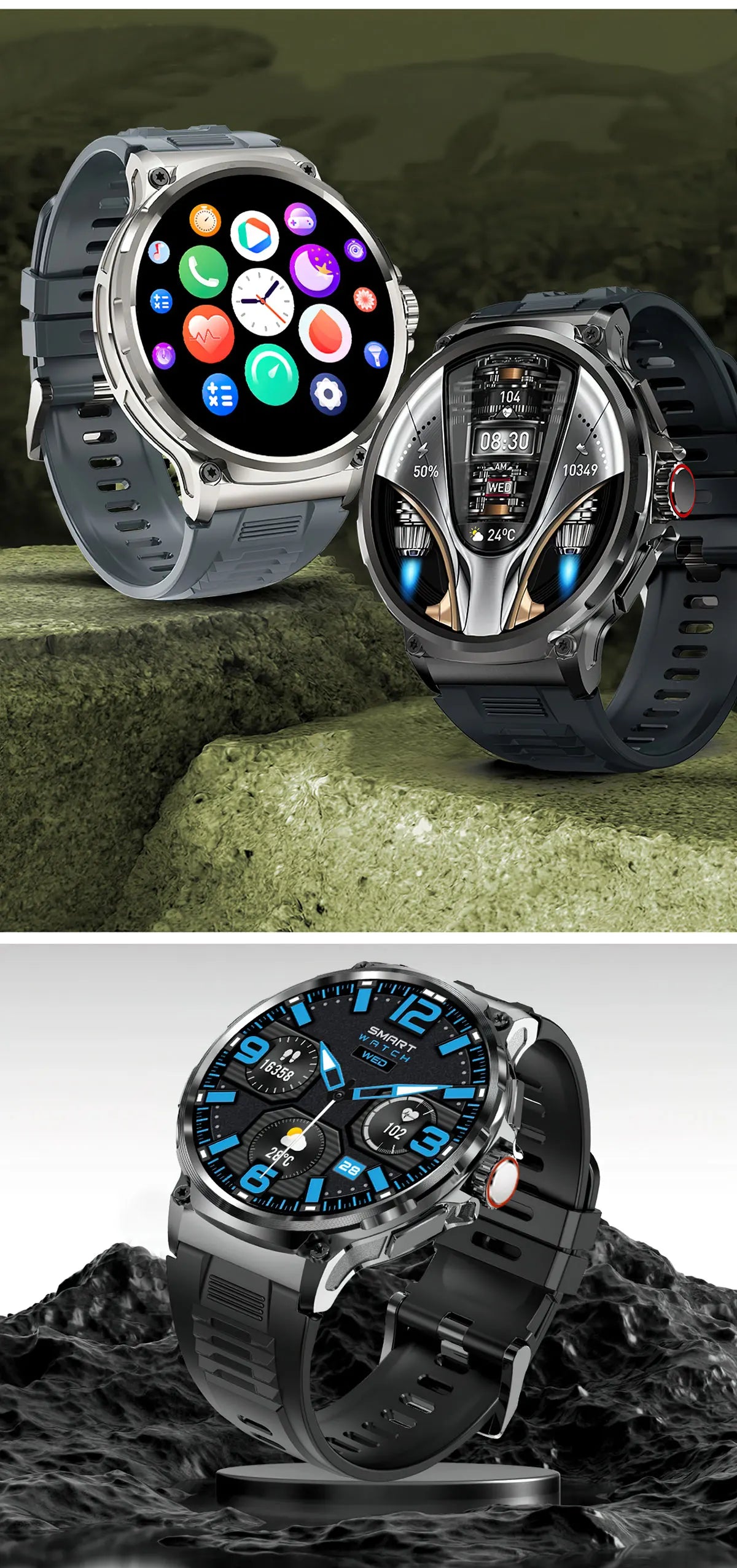 2026 New 1.85-inch ultra AMOLED smartwatch, GPS track, HD Bluetooth call; 710 mah large battery 400+ dial, suitable High end men