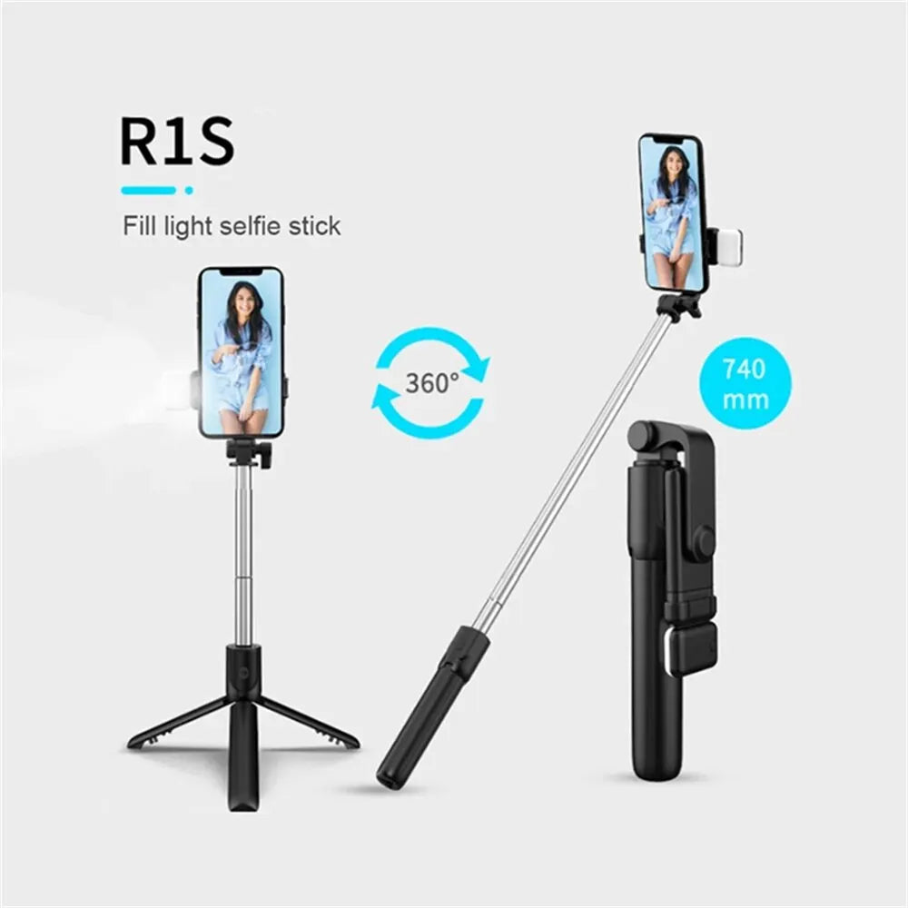 Phone Selfie Stick Tripod Bluetooth Remote Wireless Selfi Stick Phone Holder With Beauty LED Fill Light For Phone Live Streaming
