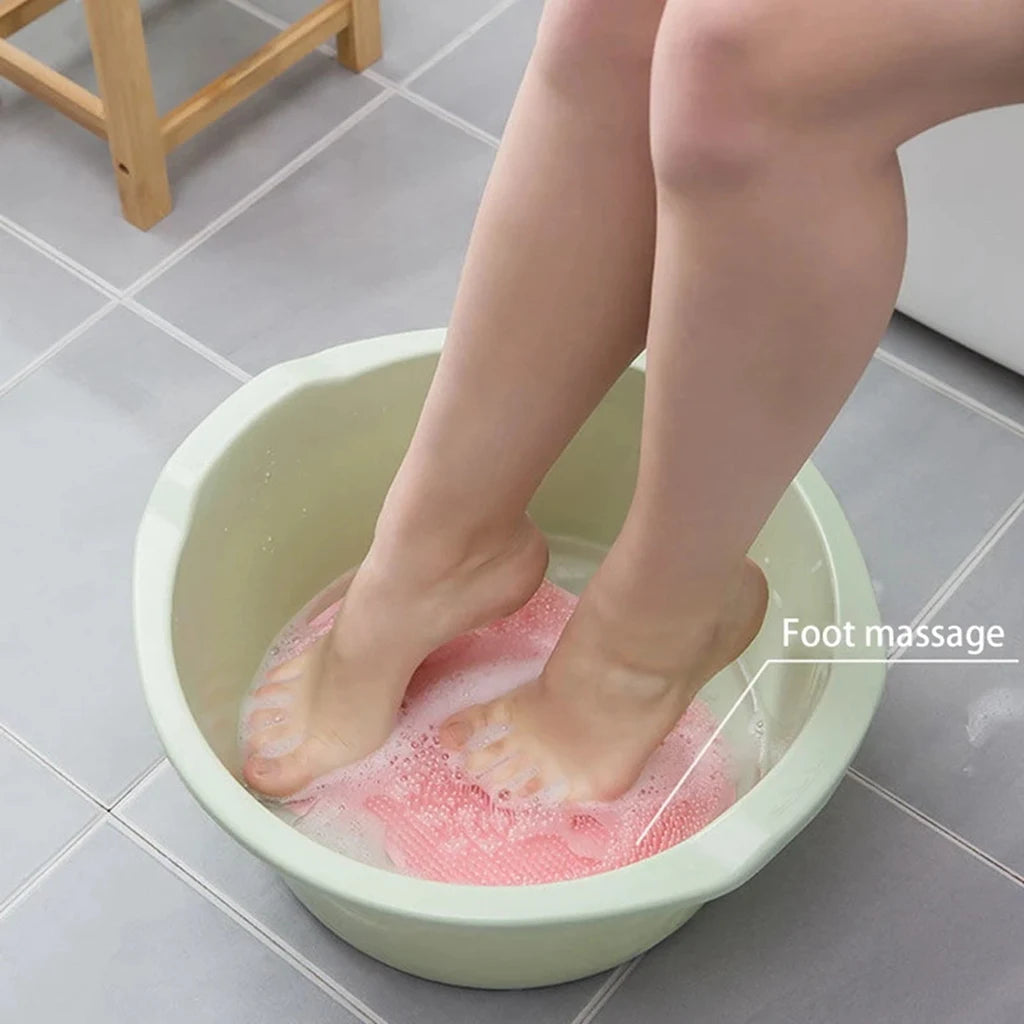 Silicone Foot Massage Pad Shower Mat Non-slip Wash Foot Pad Stick on Wall Surface Body Cleaning Tool Exfoliating Rub Back Brush