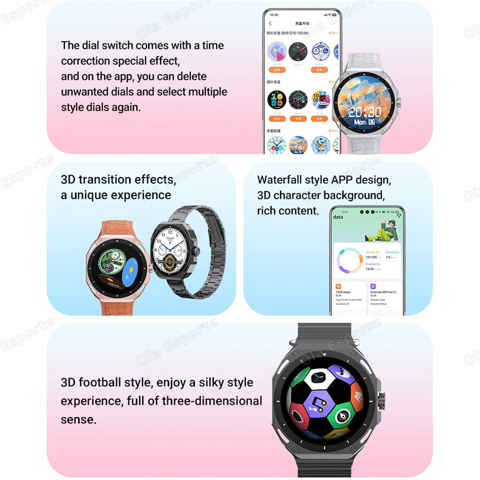 Smartwatch 1.52" AMOLED Screen GPS Track NFC Smart Wartch Waterproof Bluetooth Call Health Monitor Sports Men Women Holiday Gift