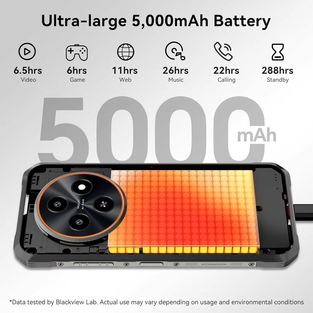 [Ship From UK]Blackview [FORT 2] 24GB(8+16) RAM 256GB ROM Android 15 Smartphone 5000mAh Cellphones 6.56'' HD+ NFC Mobile Phone