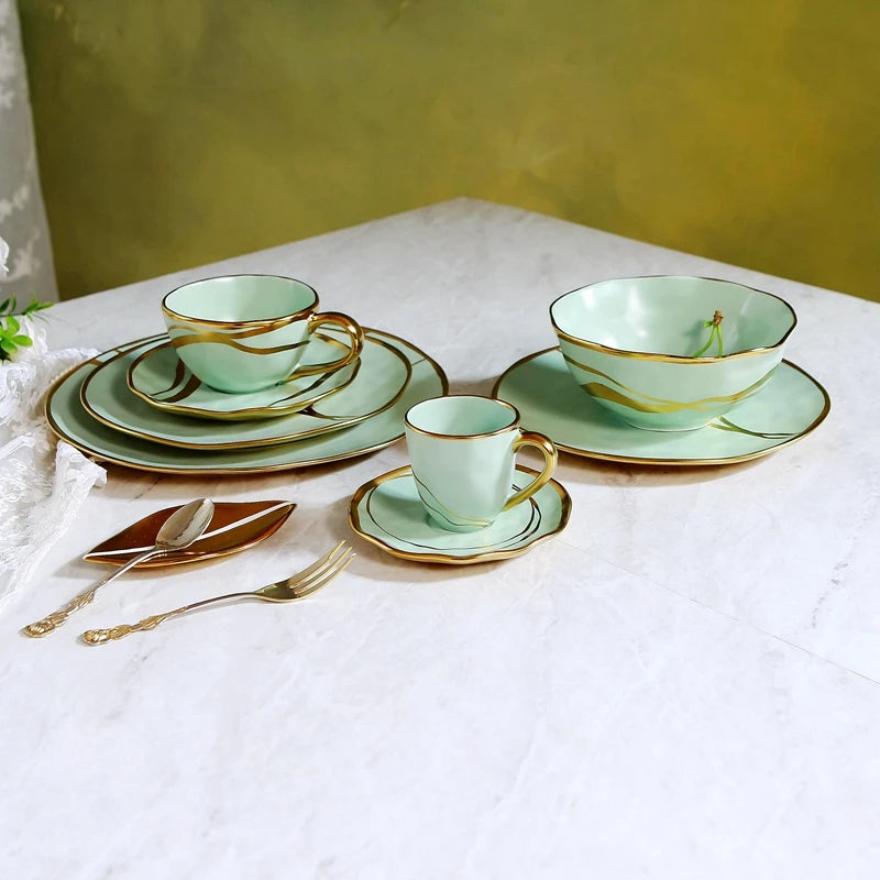 European style gold-plated ceramic Western food plate, hotel Western restaurant, home fruit pastry plate