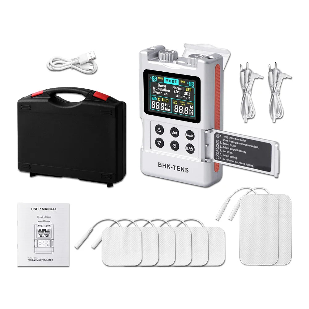 40-Level TENS Unit Muscle Stimulator Electronic Pulse Massager Dual Channel EMS Machine for Back Pain Relief & Muscle Therapy