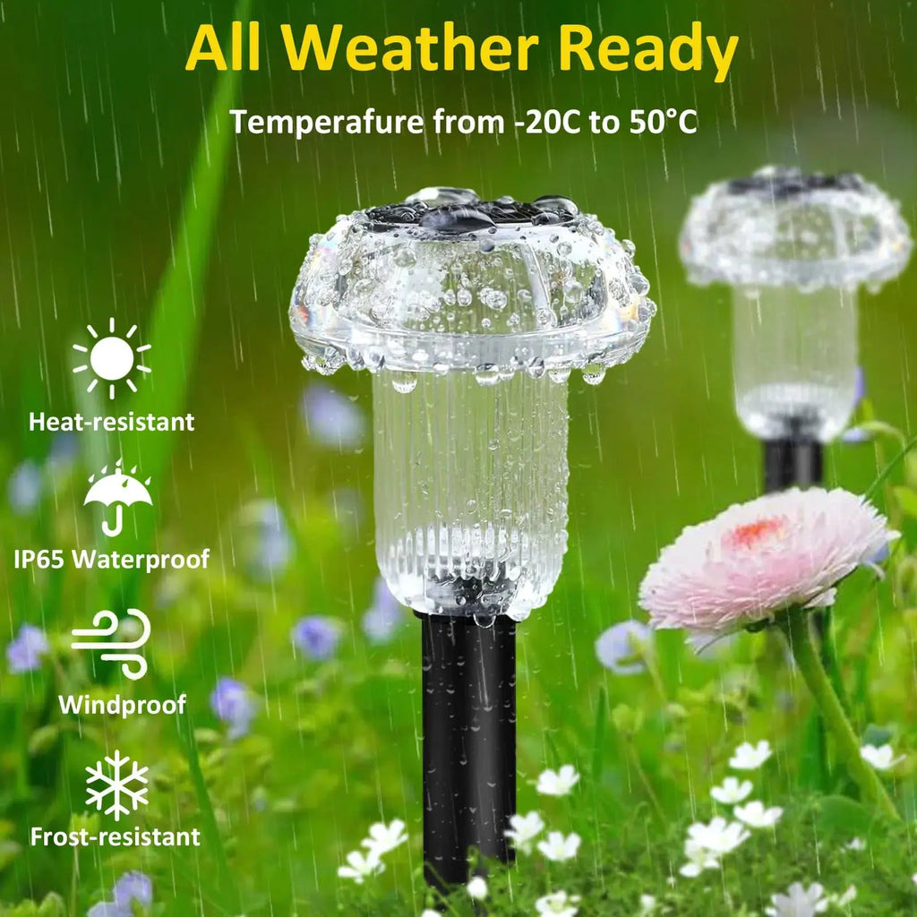 4pcs LED Solar Outdoor Pathway Lights Mushroom Solar Path Walkway Lighting Waterproof For Landscape Yard Lawn Garden Decorative