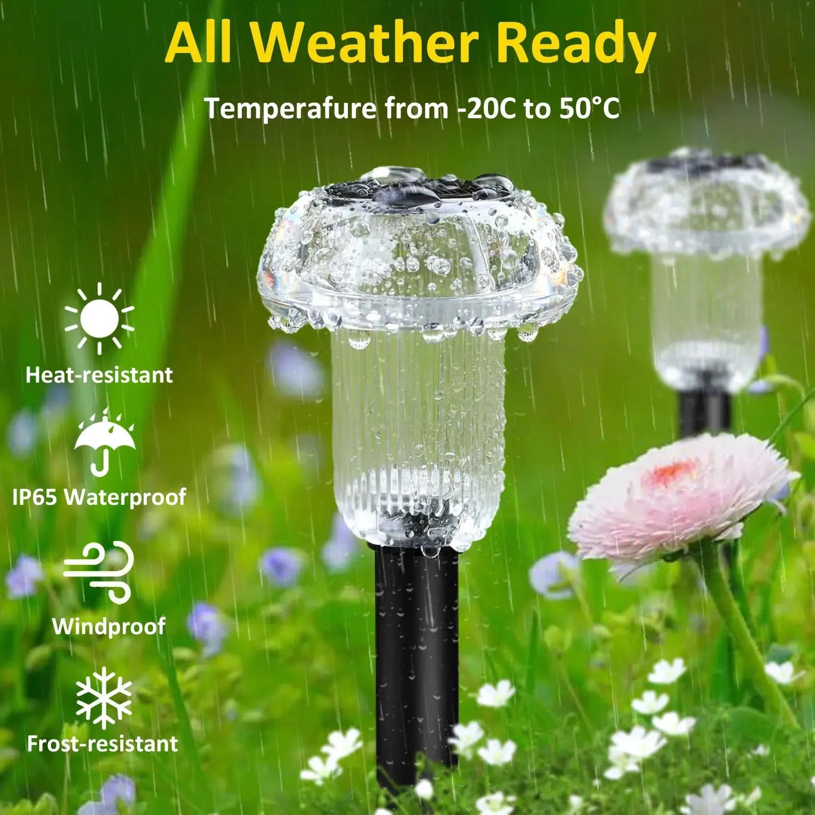 4pcs LED Solar Outdoor Pathway Lights Mushroom Solar Path Walkway Lighting Waterproof For Landscape Yard Lawn Garden Decorative
