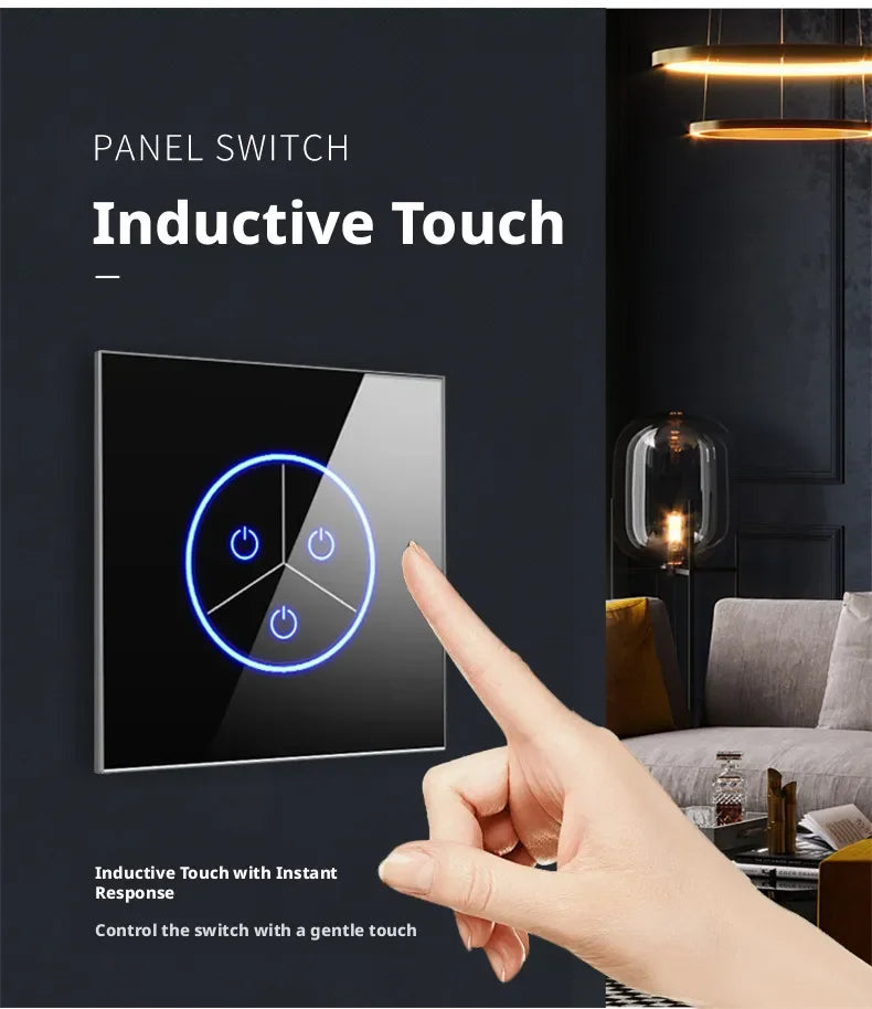 Tuya Smart Life WiFi Smart Touch Switch Tempered Glass Panel WiFi Bluetooth Dual Mode+RF433 Alexa/Google Home Voice Control