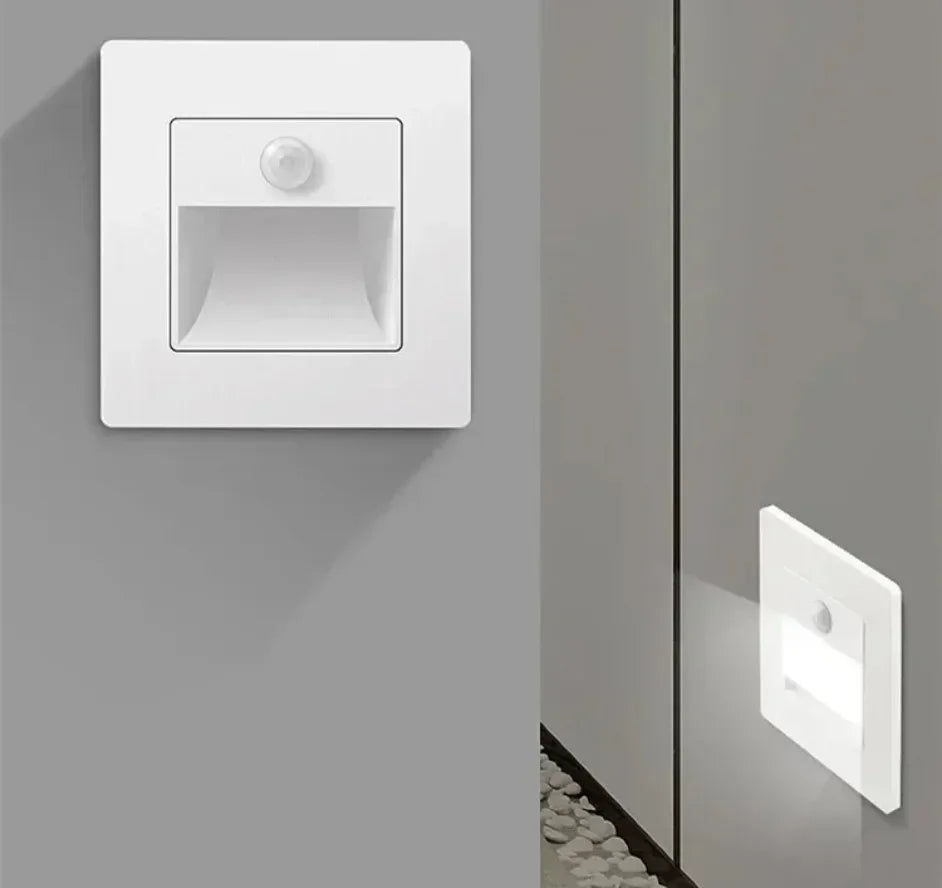 2~1PCS Led Stair Light PIR Motion Detector Sensor 220V Infrared Human Lamp Recessed Steps Ladder Staircase Bedroom Night Light