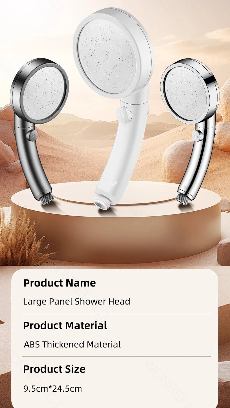 High Pressure Shower Head With One-key Stop Button Adjustable Water Saving Handheld Showerhead Universal Bathroom Spray Nozzle