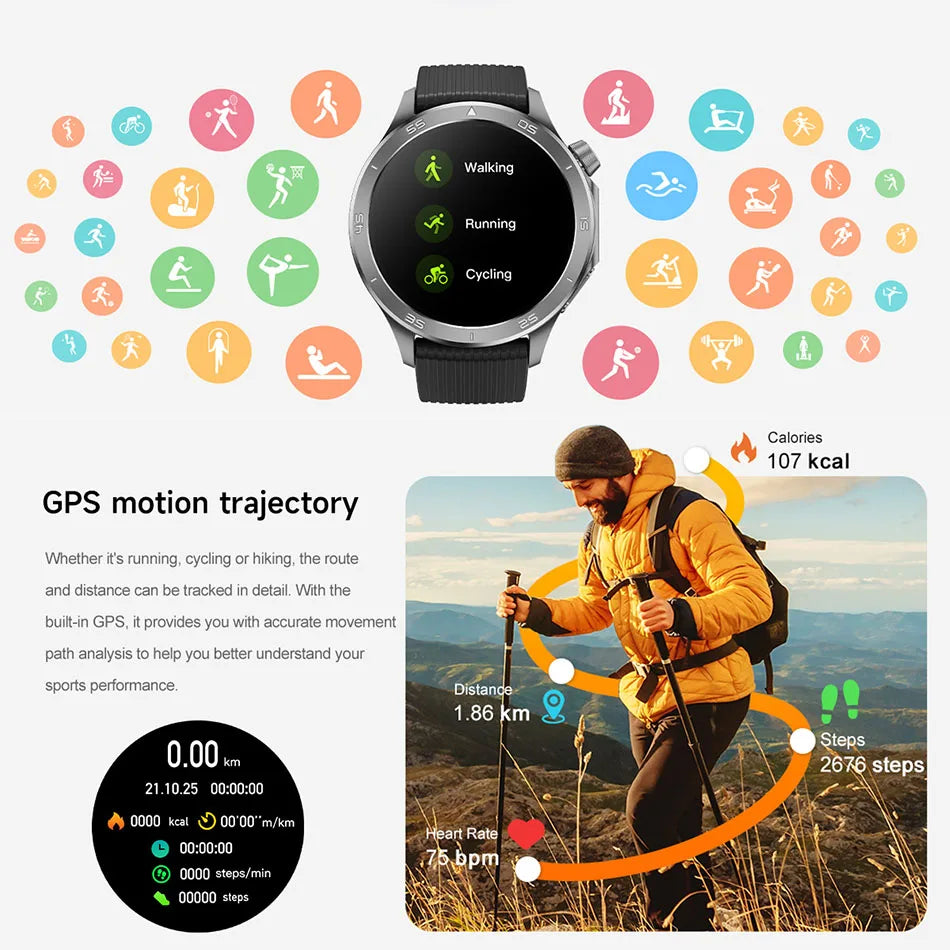 OPPO New X2 Bluetooth Call Smart Watch AMOLED HD Screen GPS Outdoor Sports Fitness Watch Health Monitoring Smartwatch Android