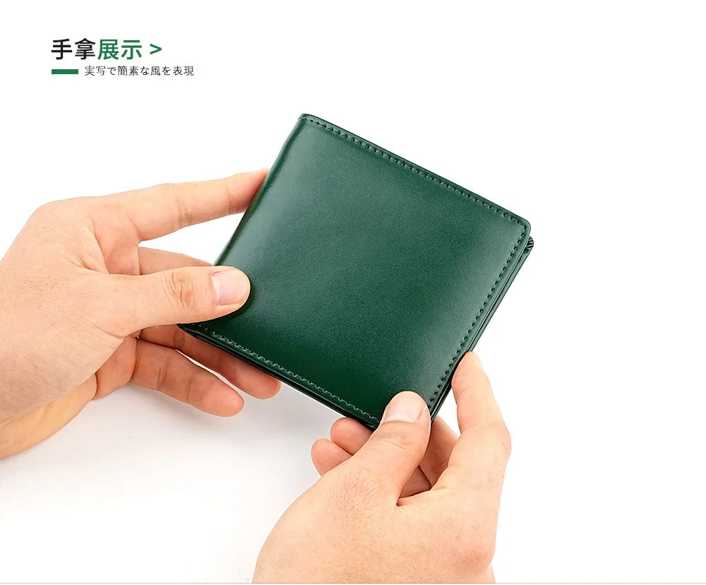 New Genuine Leather Men's Wallet Japanese Style Short Cowhide Multi-card Slot Coin Purse Wallets
